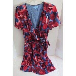 Draper James Midi Flutter Sleeve Lined Wrap Dress Blue Floral Size Small NWT